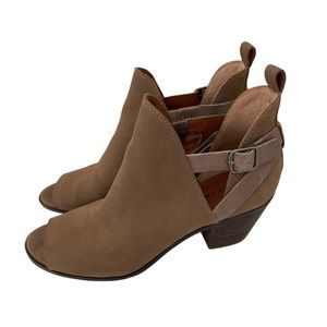 LUCKY BRAND Banu Cutout Leather Booties - Tan - size 7.5
